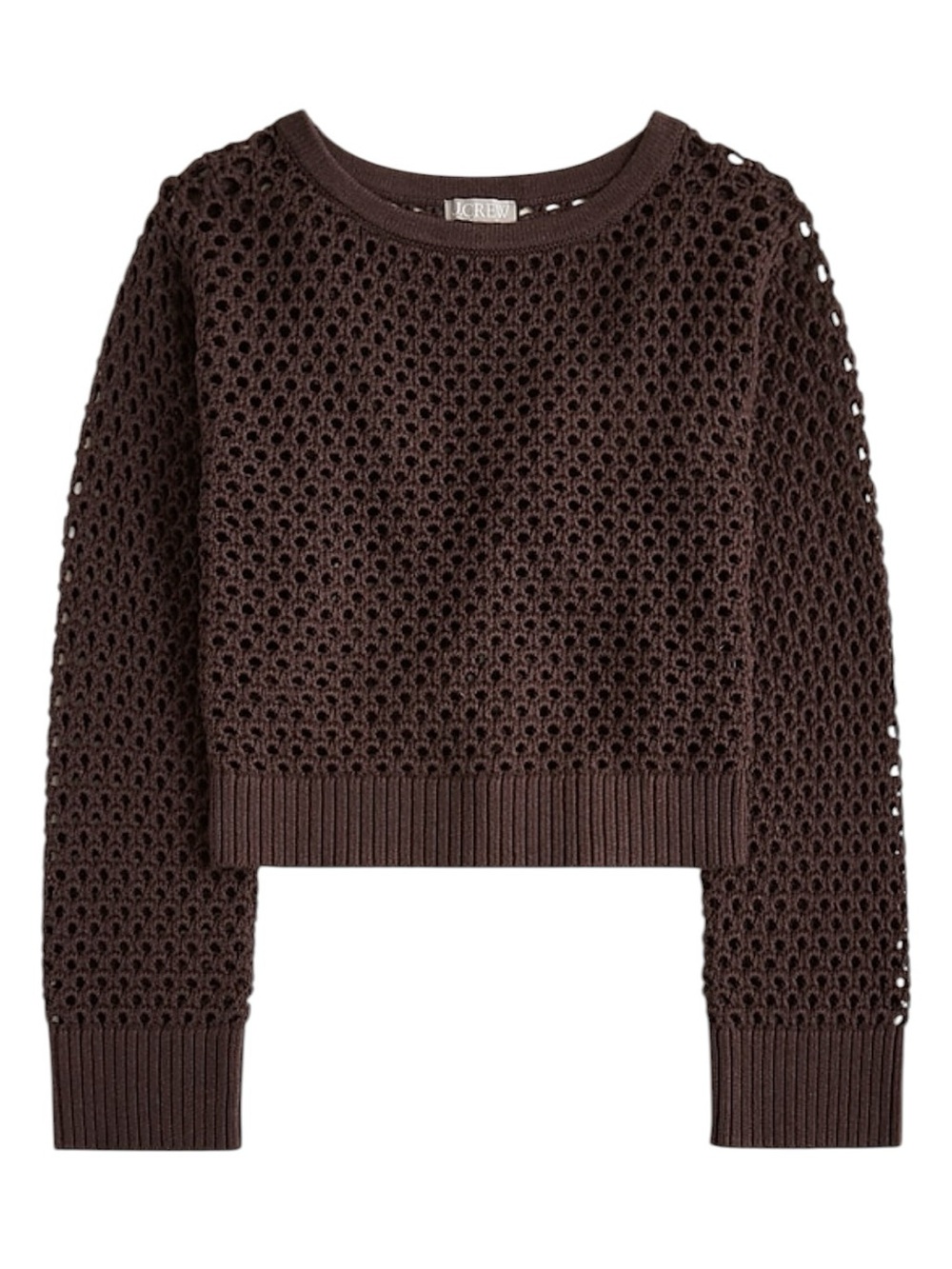 J. Crew Pointelle Boatneck Sweater Size Small Brown Beachy Bonfire Summer NWT